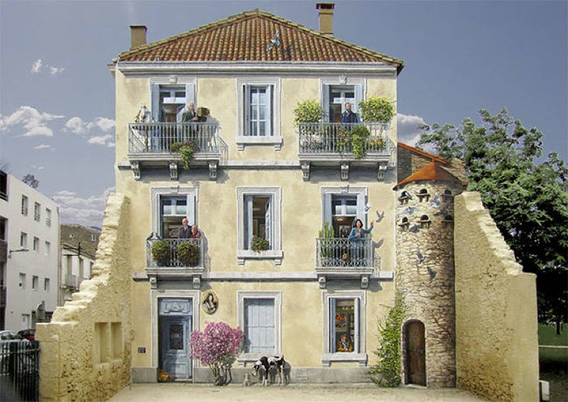Illustration for article titled These Amazing Trompe L'oeil Illusions Bring Drab City Buildings To Life